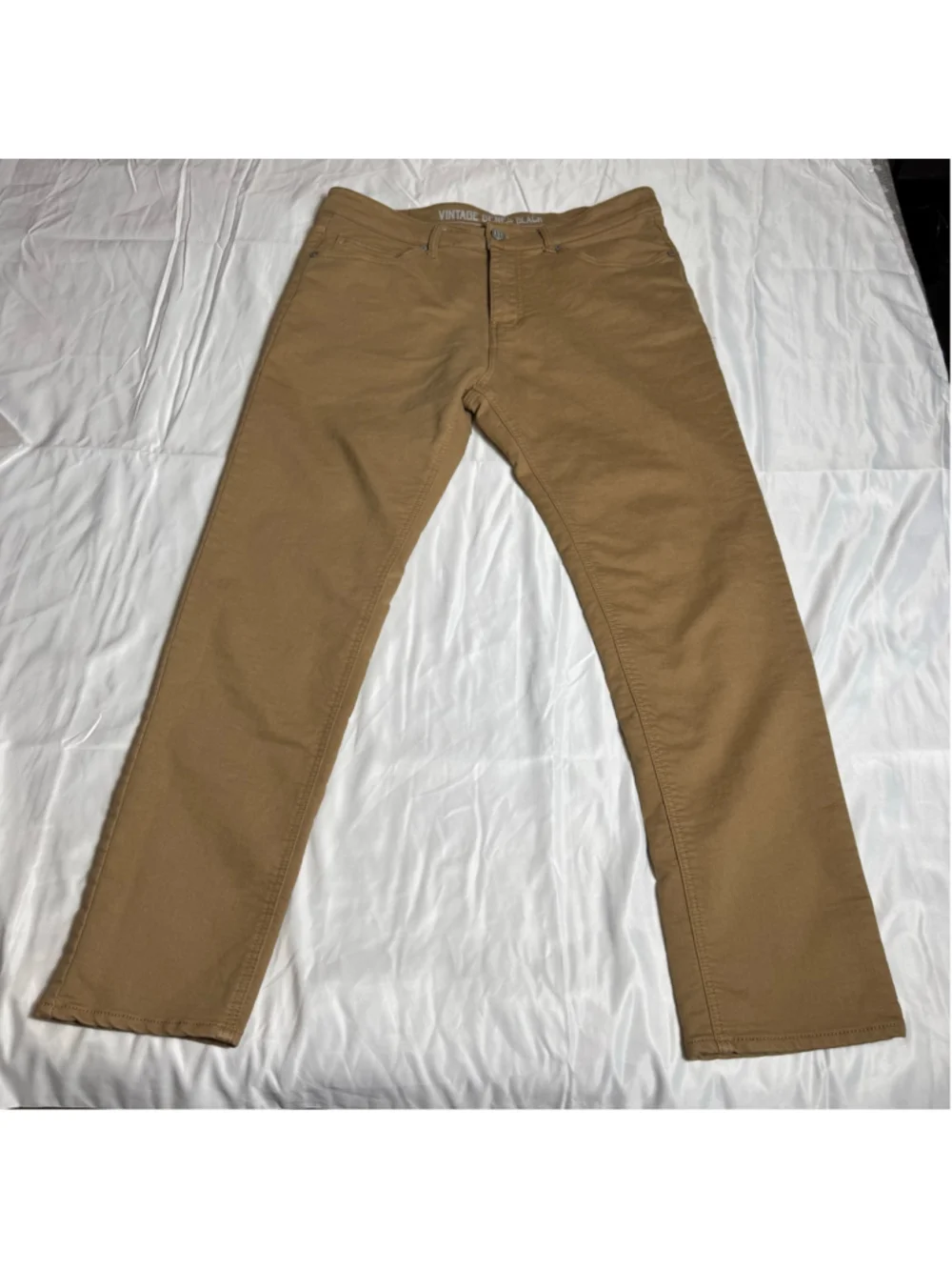 Men's Vintage Genes Black Slim Fit Chino Pants Brown Waist 36x32